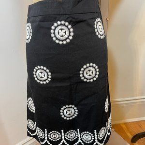 BODEN Black and White Embroidered Skirt